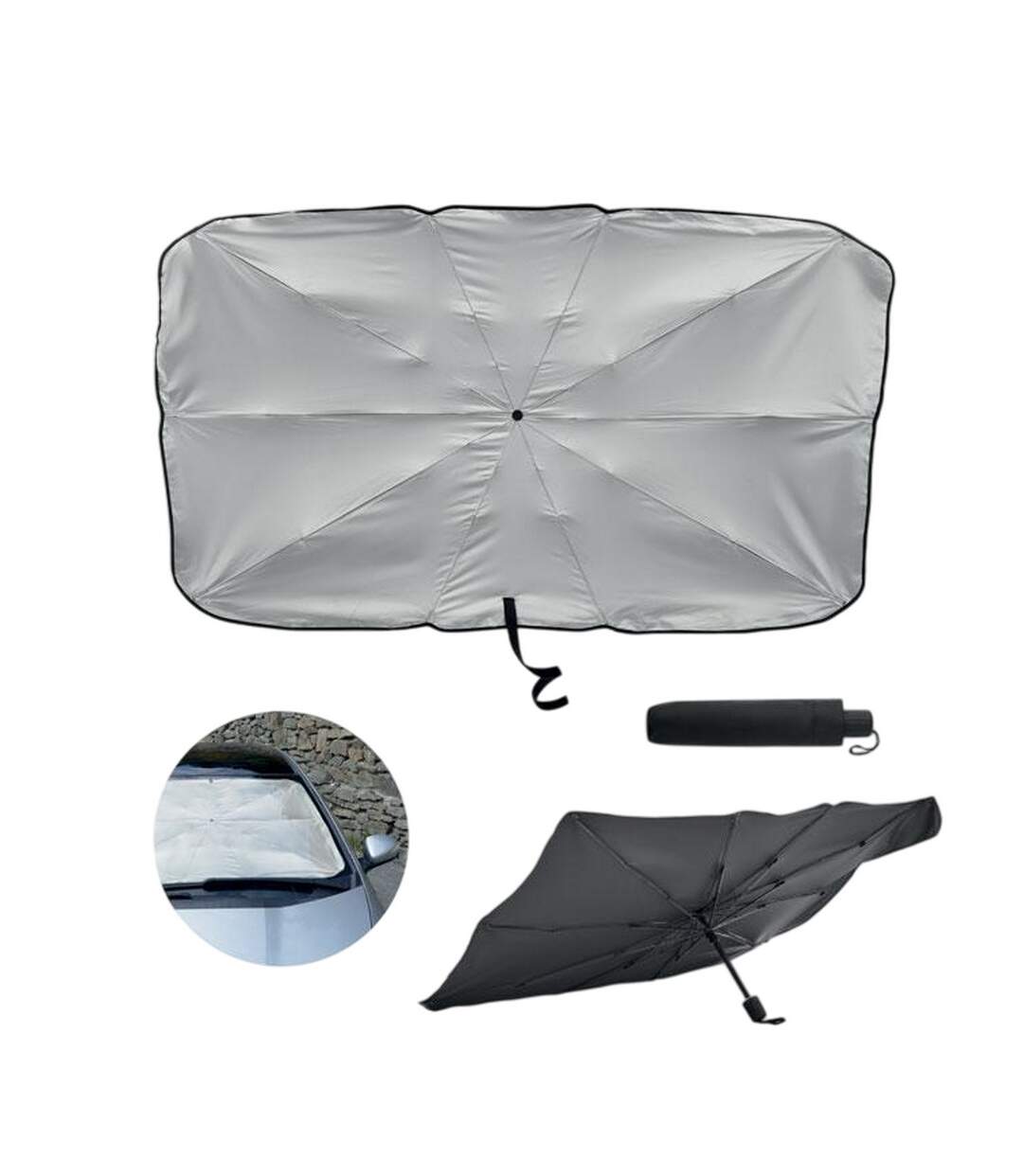 Bayang sun shade folding umbrella one size black/silver MidOcean-2