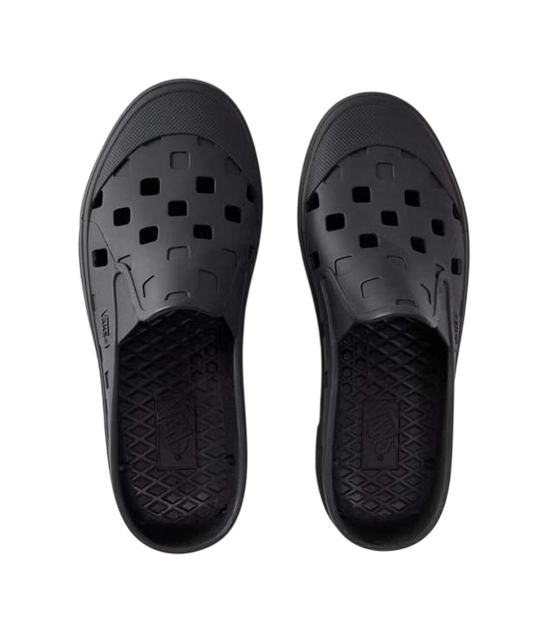 Womens/ladies Perforated Flatform Mules Black Vans-3