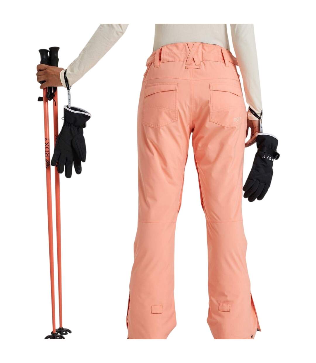 Womens/ladies Backyard Ski Trousers Peach Pink Roxy-2