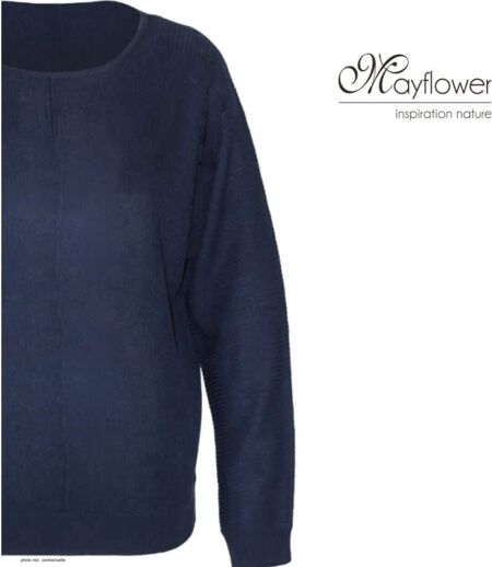 Pull Femme MAYFLOWER CANON2 Bleu Marine – Maille Fine et Douceur Soyeuse