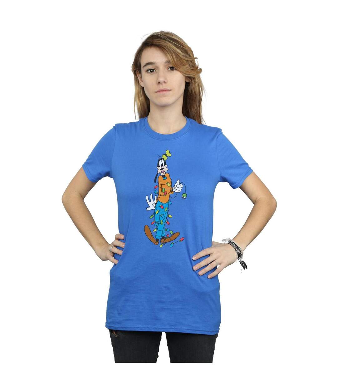Disney Femme/Les femmes Goofy Christmas Lights Coton Boyfriend T-Shirt (Bleu royal) - UTBI37727-2