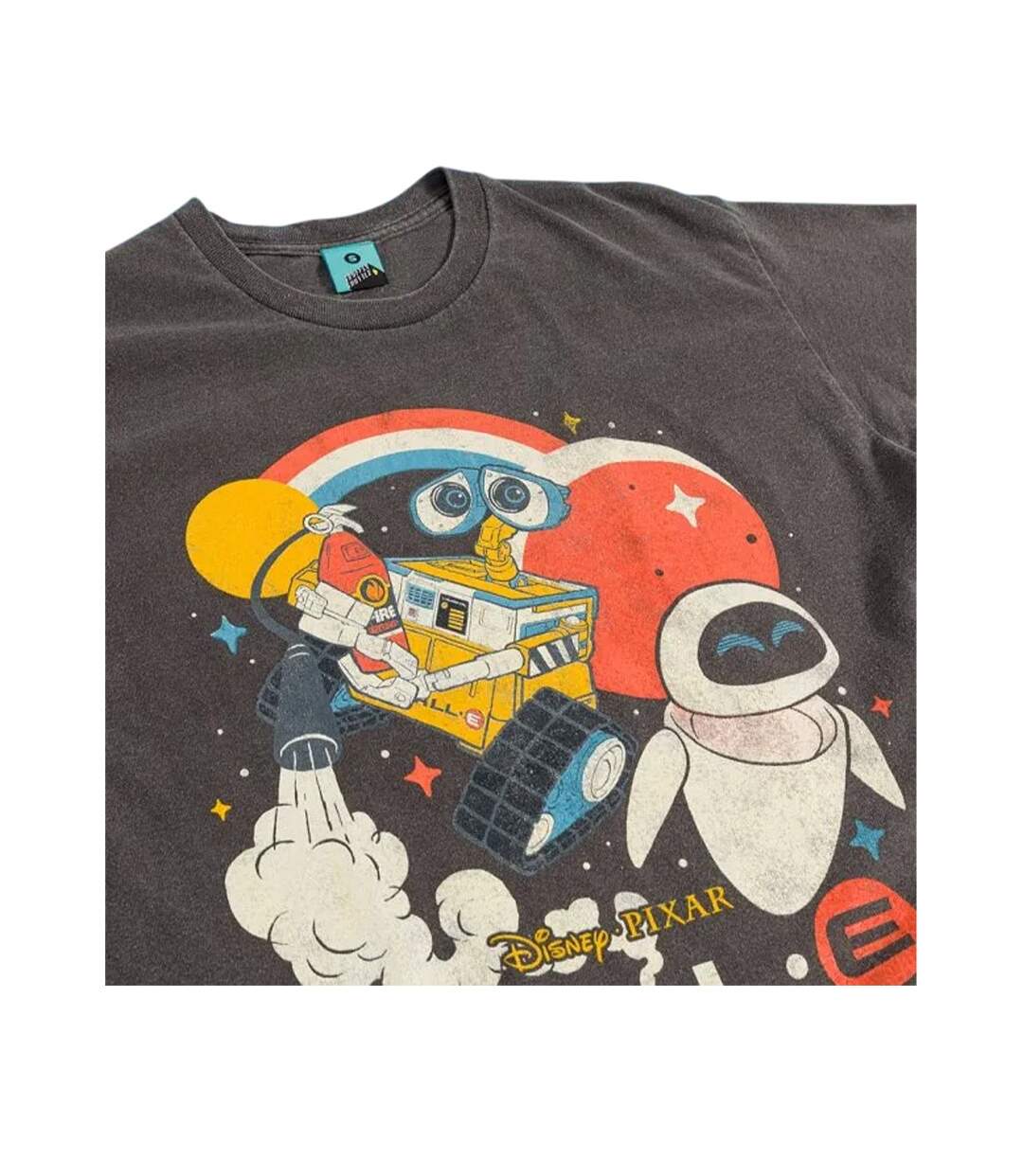Unisex Adult Vintage Wash T-shirt Charcoal Wall-E-3