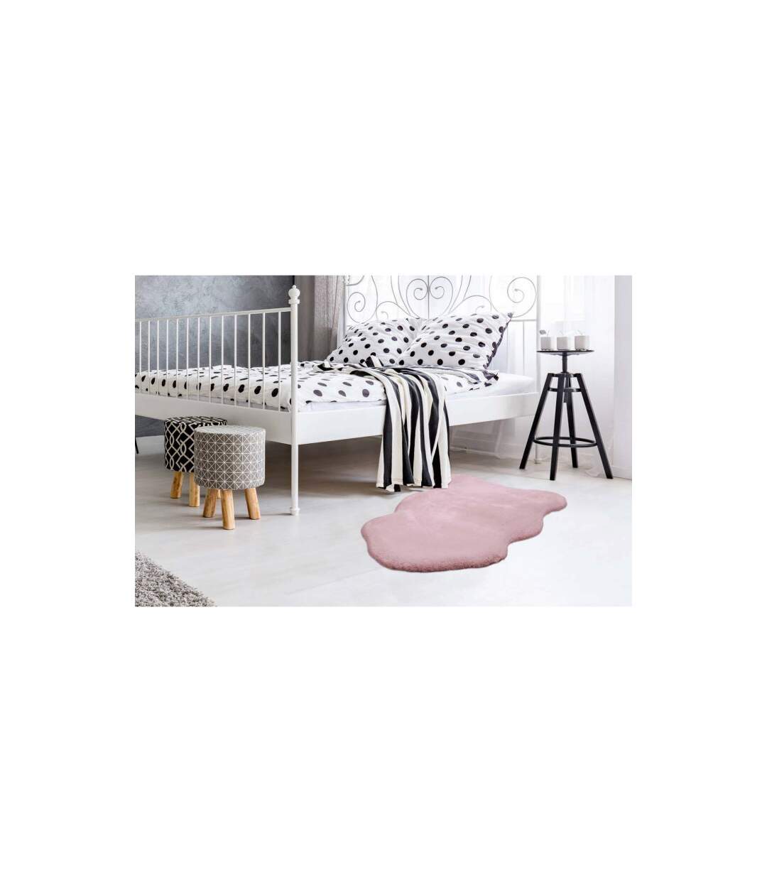 Tapis Uni Doux Poils Longs Rabbit 60x90cm Rose-5