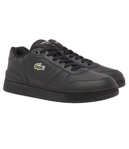 Mens T-clip Leather Flat Trainers Black Lacoste