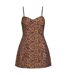 Robe Courte Motif/style Imprimé Léopard Marcello Hourglass Femme Beige Noir Bardot-2