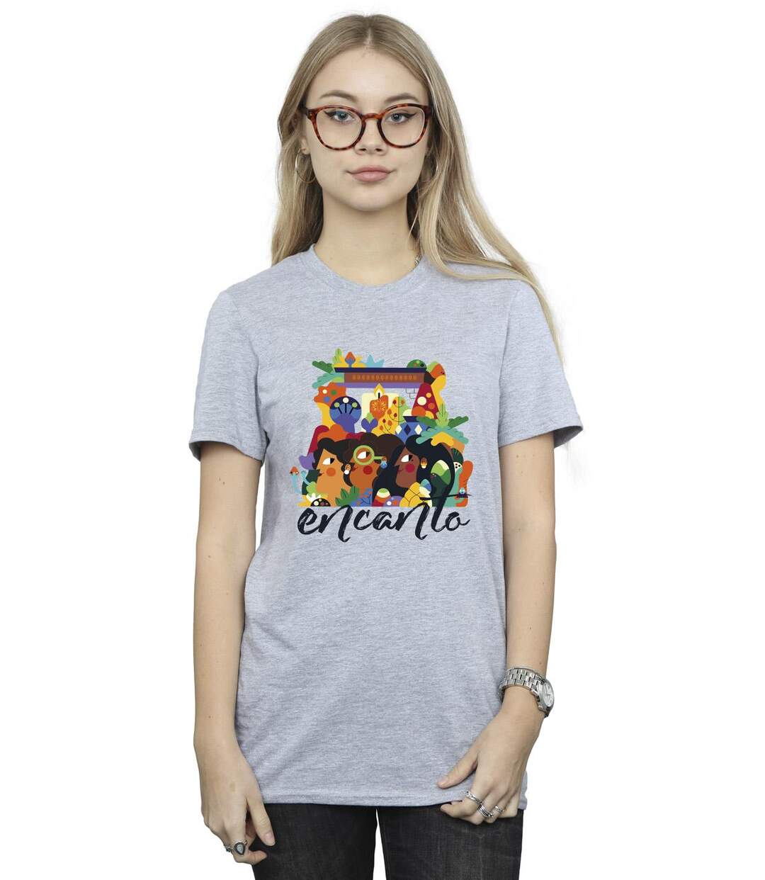 Disney Womens/Ladies Encanto Sisters Cotton Boyfriend T-Shirt (Gris sportif) - UTBI22457-2