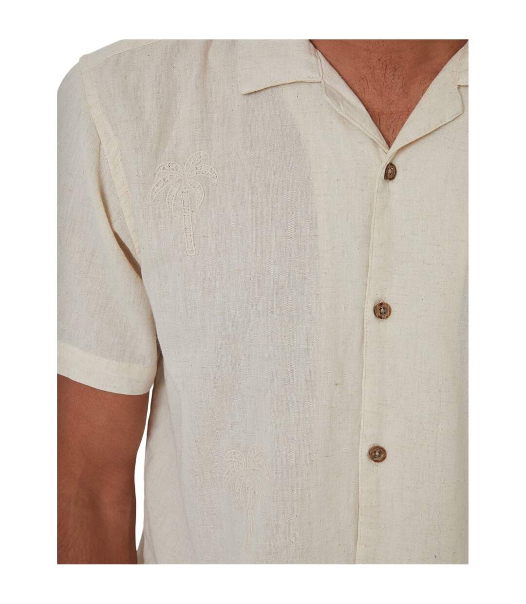 Mens Embroidered Short-sleeved Shirt Natural Threadbare-4