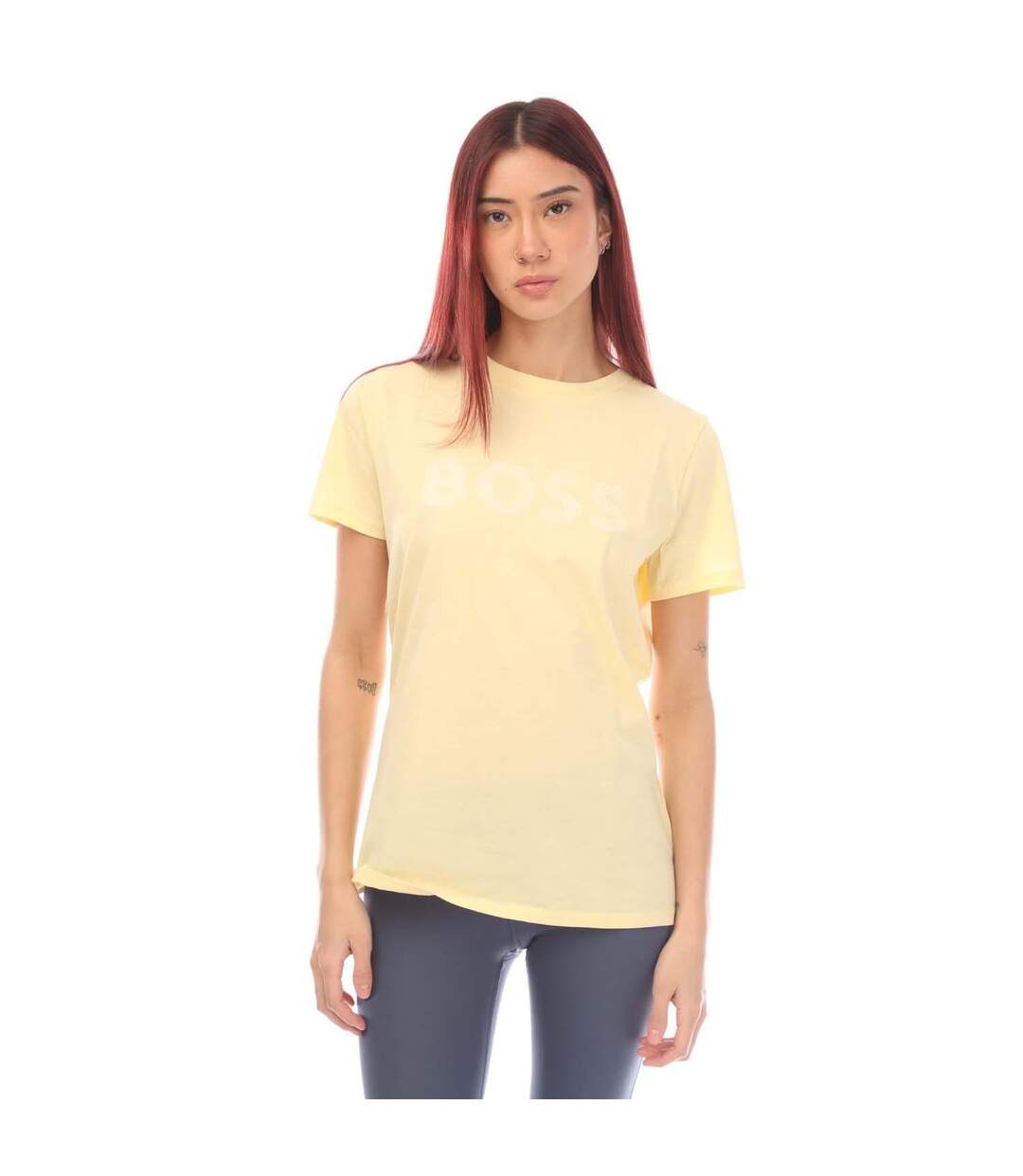 T-shirt femme jaune Boss-1