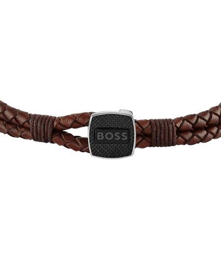 Mens Seal Leather Braided Bracelet One Size Brown Boss