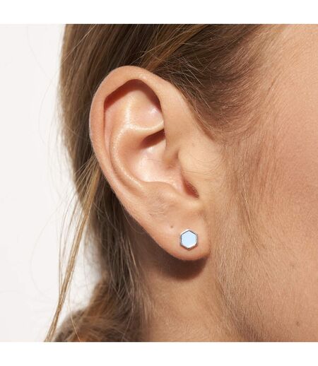 SUPERBE boucle d'oreille femme S bleue en argent