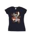 Disney Femmes/Les femmes Lilo And Stitch Ohana Orange Hibiscus Cotton T-Shirt (Bleu marine) - UTBI25821-1