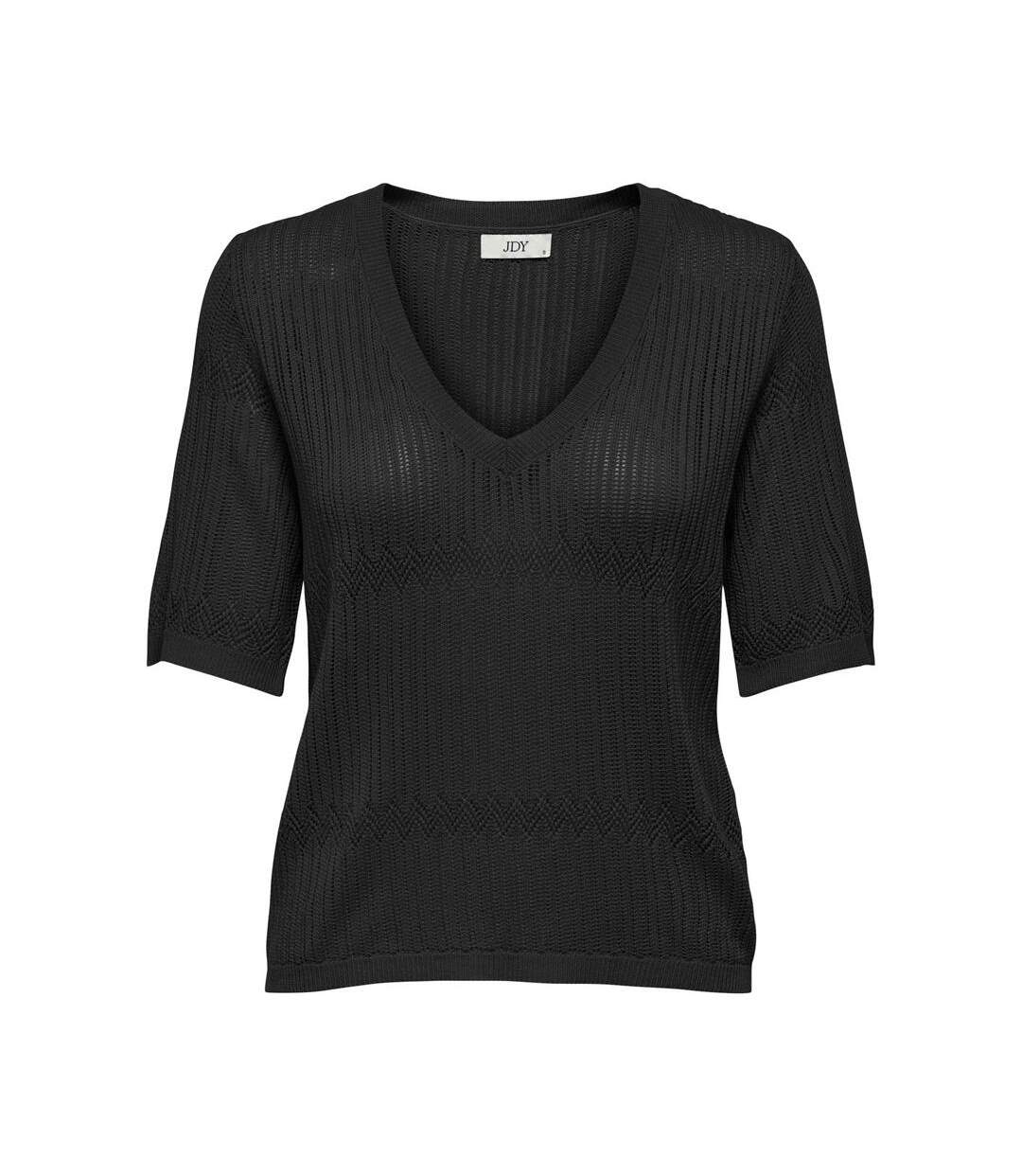 T-Shirt en maille noir femme jdy pullover-1