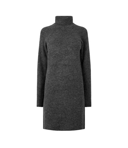 Womens/ladies Turtle Neck Sweater Dress Dark Grey Melange Melange Pieces
