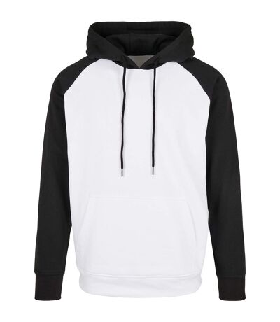 Sweat à capuche basic homme blanc / noir Build Your Brand