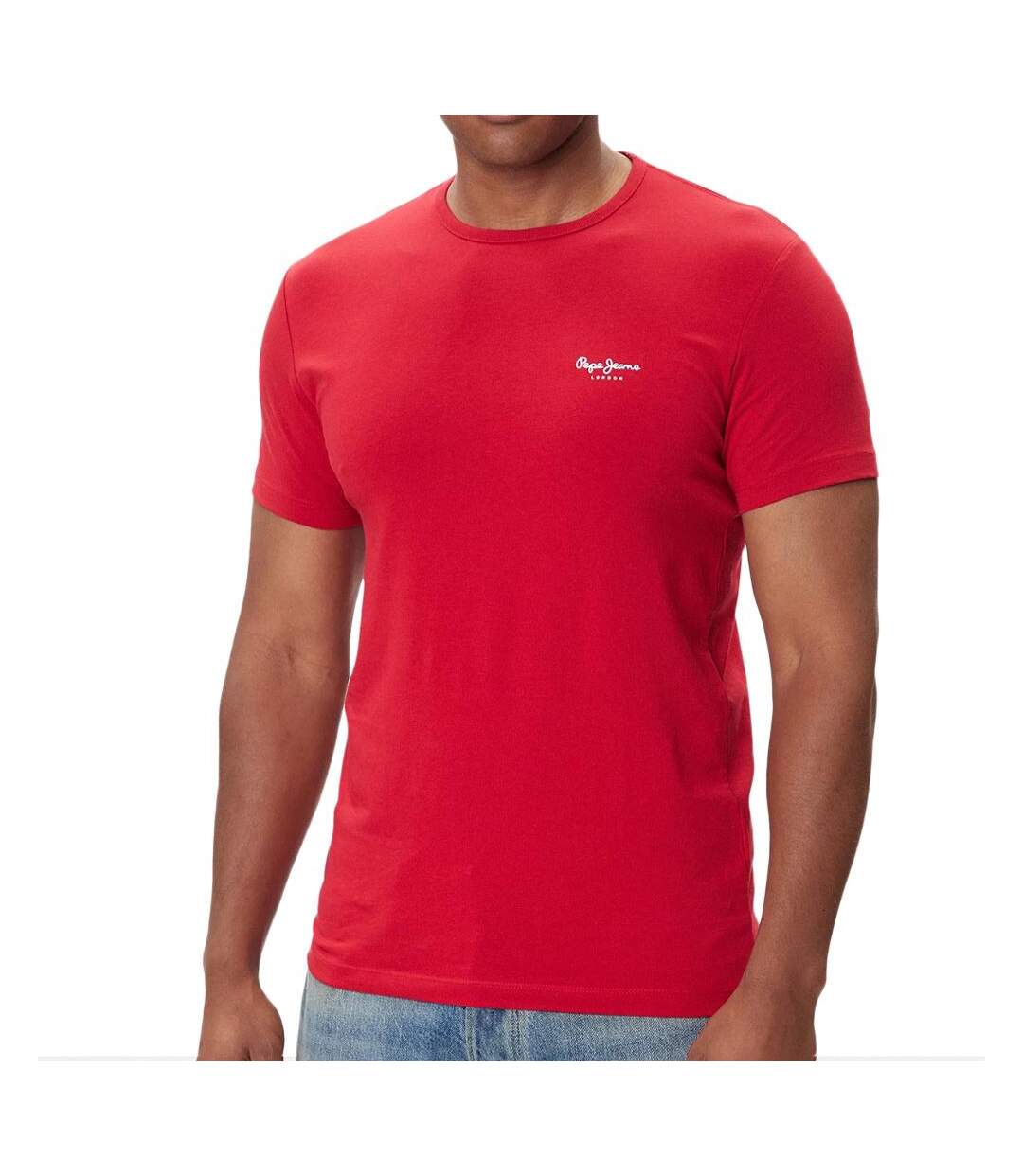 T-Shirt rouge homme pepe jeans original basic 3n-1