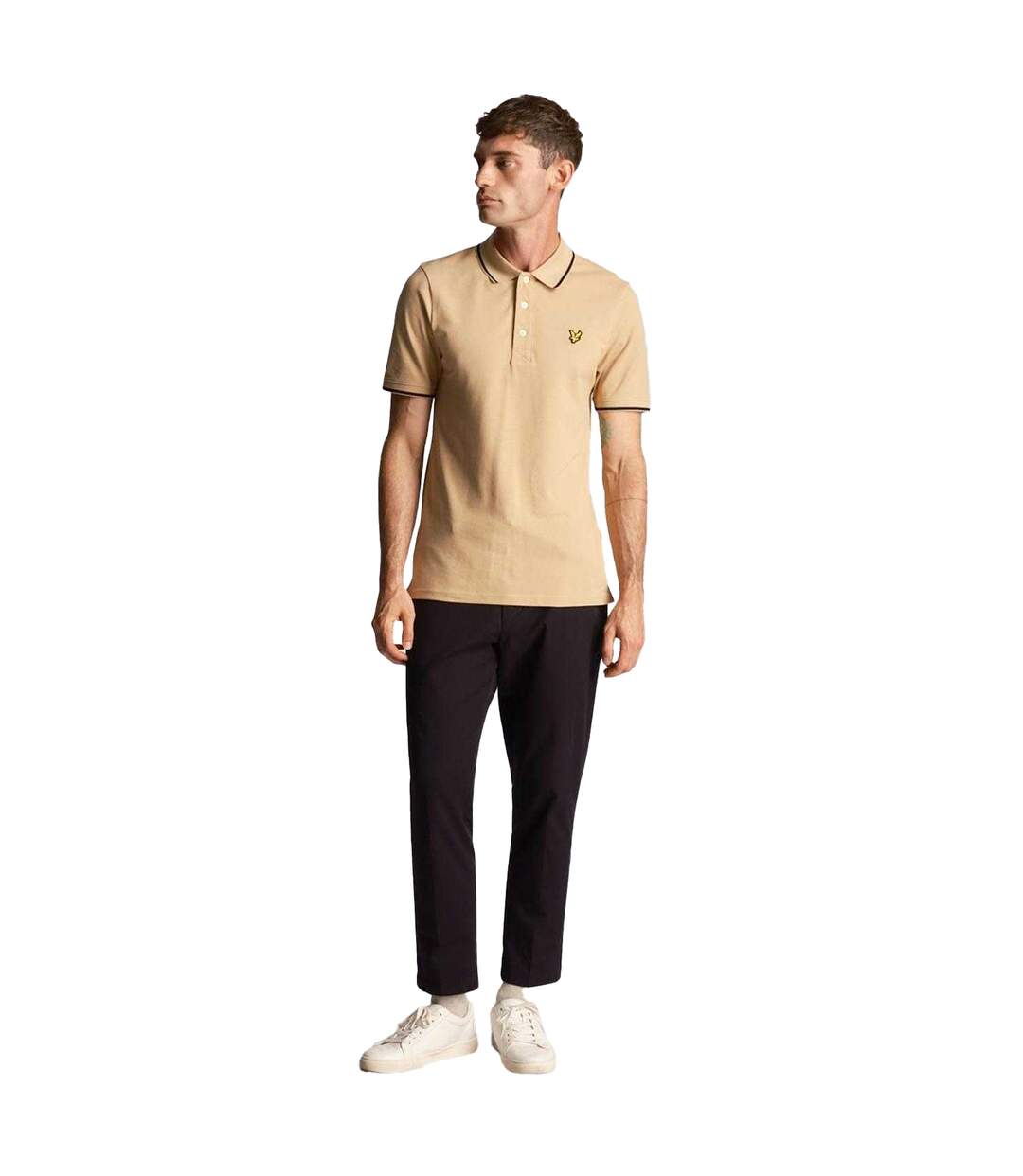 Polo Motif Rayure Contrastée Sur Bord Homme Beige Lyle & Scott-4