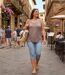 Axone TF344T Débardeur femme grande taille stretch taupe pour un tomber fluide élégant-5