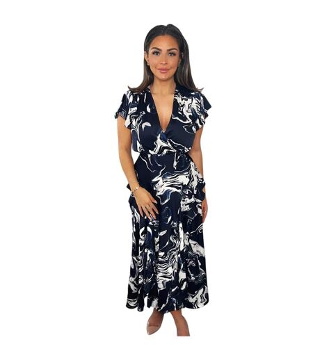 Robe Portefeuille Motif/style Marbré Femme Bleu Marine AX Paris