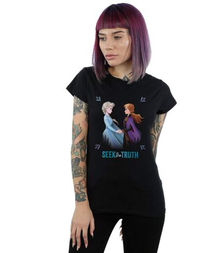 Disney T-shirt en coton Femmes/Ladies Frozen 2 Elsa And Anna Seek The Truth (Noir) - UTBI21631