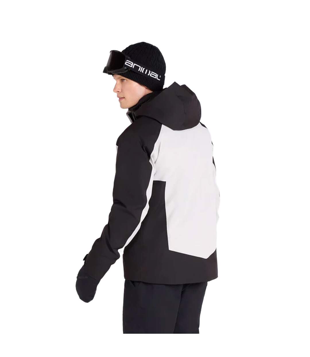 Mens Energy Baffled Baffled Stitching Ski Jacket Black Animal-3