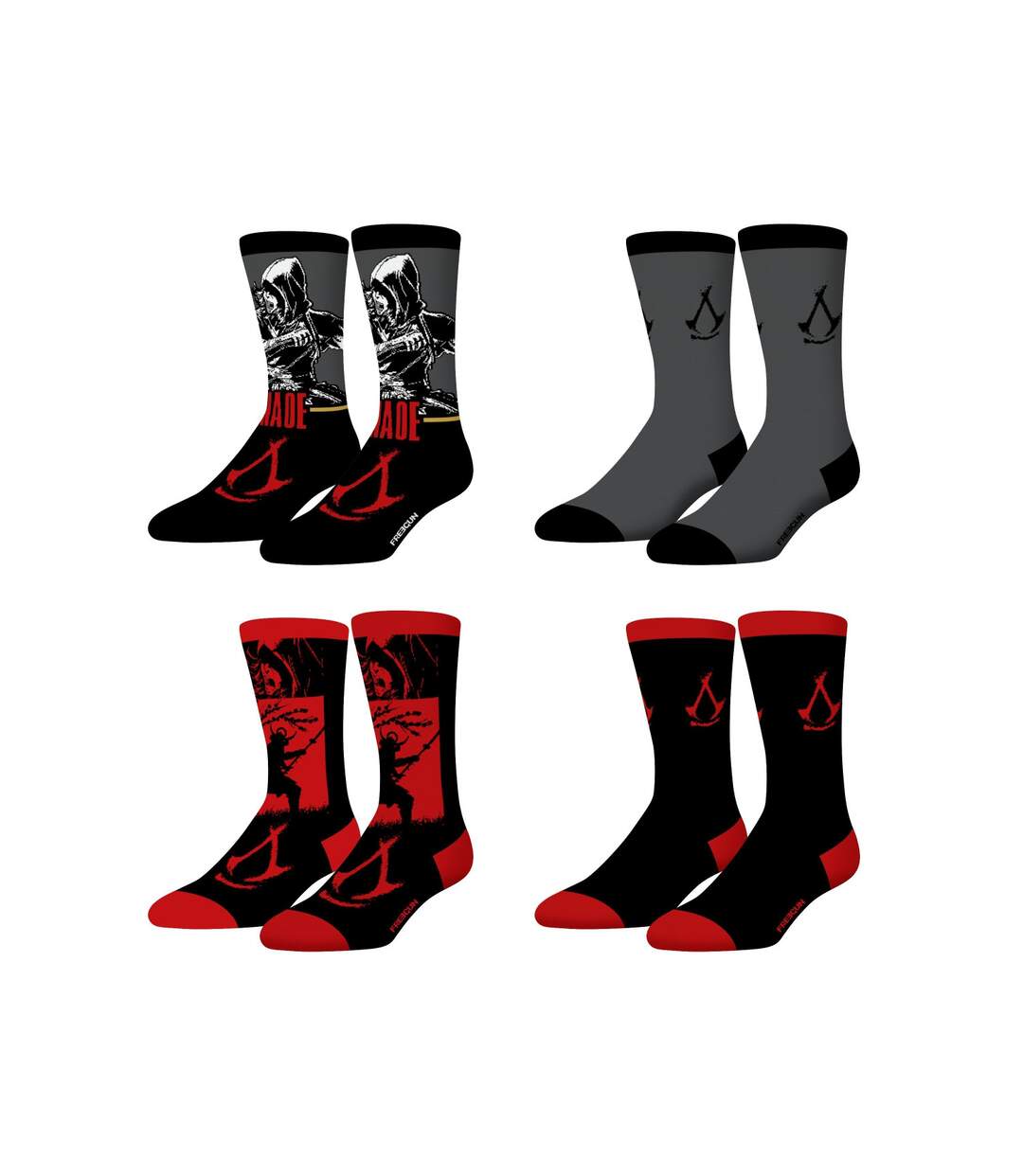 Lot de 4 paires de chaussettes homme Assassin'S Creed Freegun