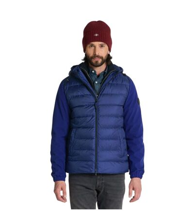 Mens Mixed Softshell Down Jacket Navy Gant