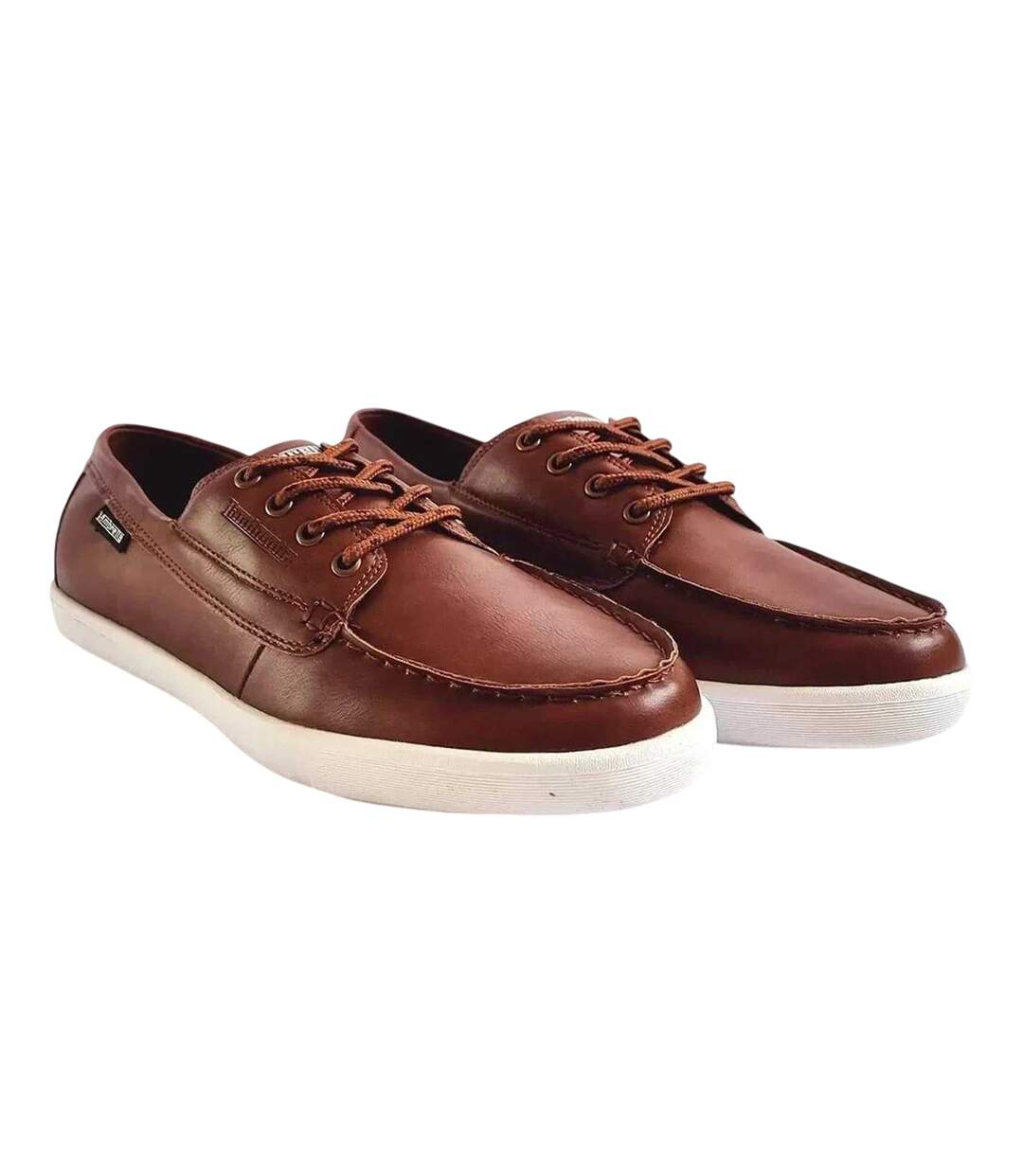 Mens Vulkn Leather Moc Toe Casual Flat Boat Shoes Tan Lambretta-2