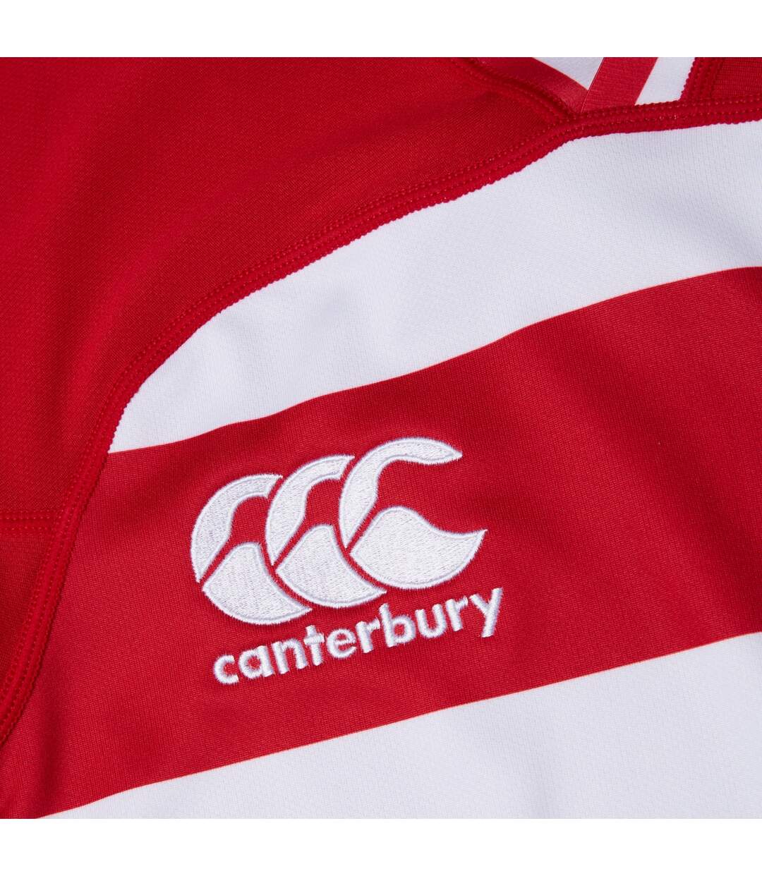 Womens/ladies Evader Hooped Vapodri Jersey Flag Red Canterbury-3