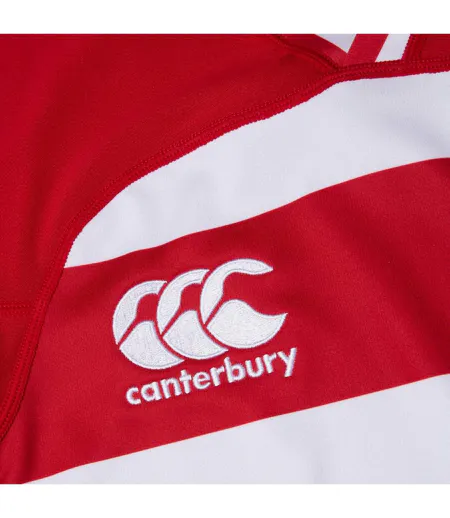 Womens/ladies Evader Hooped Vapodri Jersey Flag Red Canterbury