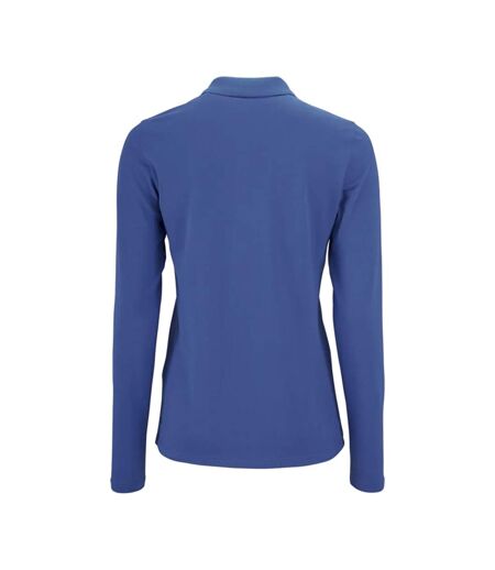 Womens/ladies Perfect Pique Long-sleeved Polo Shirt Royal Blue SOLS