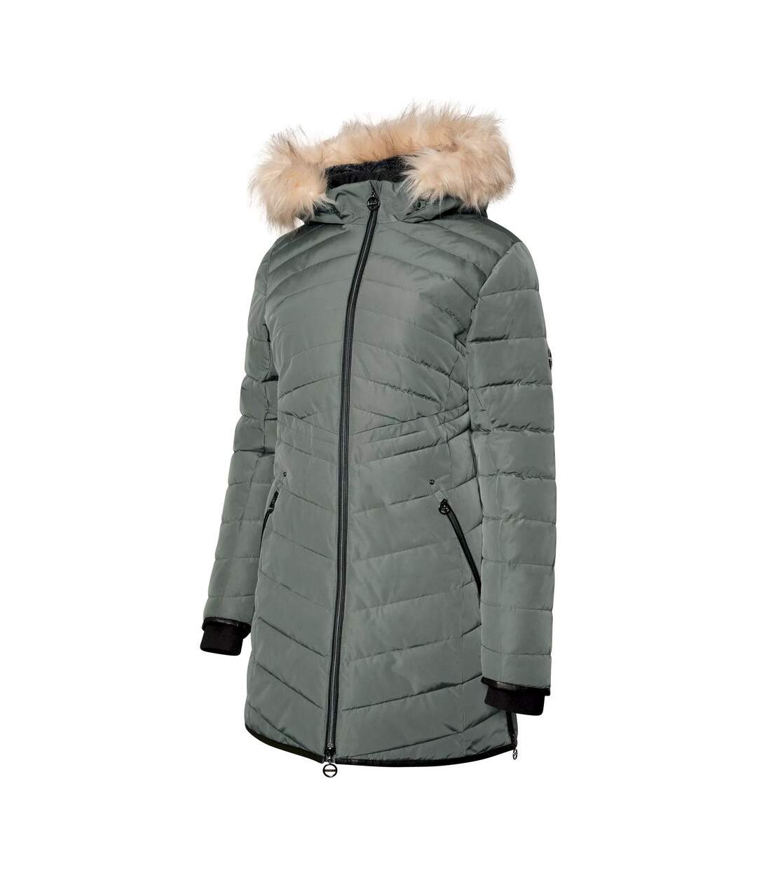 Womens/ladies striking iii long length padded jacket duck green Dare 2B