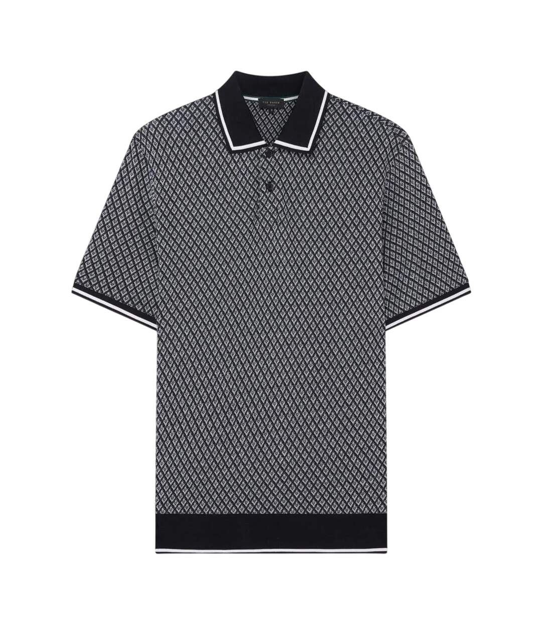 Mens Diamond Knitted Tipped Polo Shirt Navy Ted Baker-2