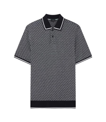Mens Diamond Knitted Tipped Polo Shirt Navy Ted Baker