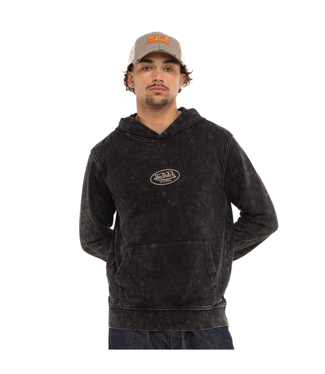 Sweat à capuche homme en french terry acid wash Mattia Vondutch-1