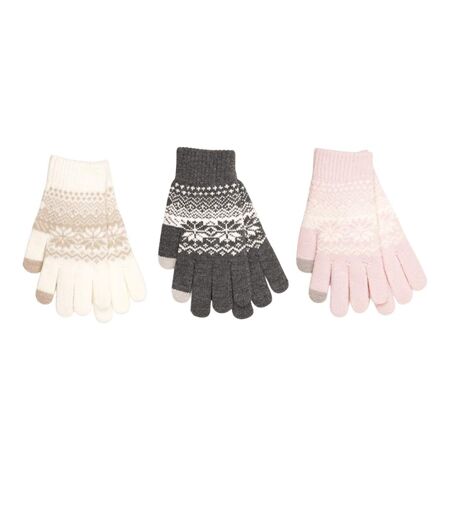 Womens/ladies Touch Screen Brushed Gloves Multicoloured RJM