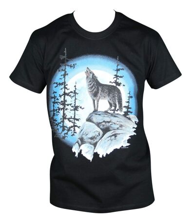 T-shirt homme manches courtes - Loup - 6516 - noir