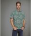 Chemise homme manches courtes à  motifs floraux verte en viscose, coupe ajustée, style décontracté-5