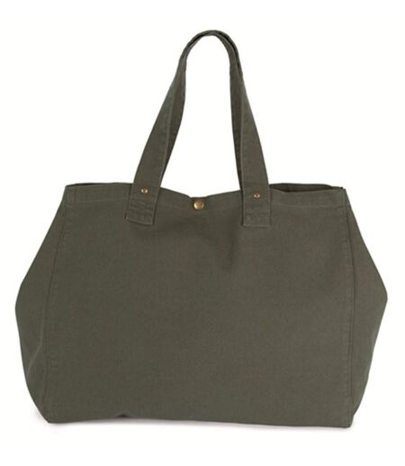 Sac shopping en coton délavé - KI3208 - vert foncé kombu