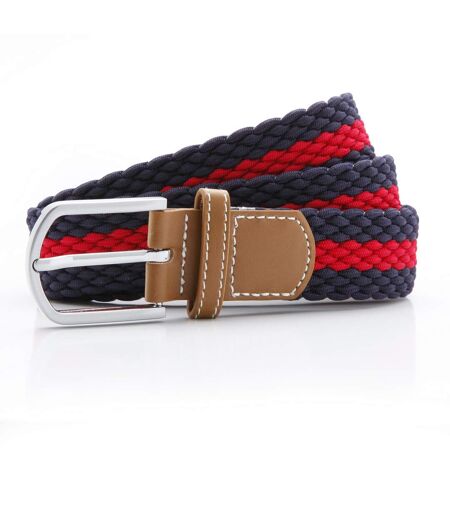 Asquith & Fox Mens Two Colour Stripe Braid Stretch Belt (Navy/Red) - UTRW5539