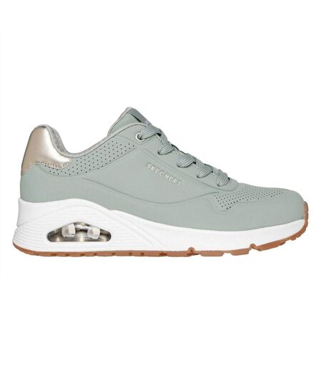 Baskets Uno Stand On Air Femme Vert De Gris Clair Or Métallisé Skechers