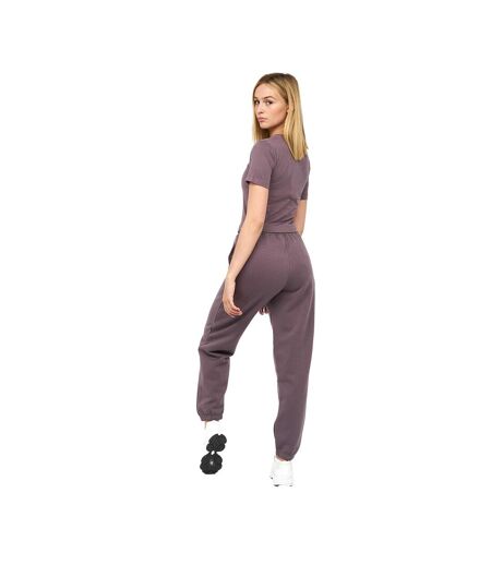 Womens/ladies Tilly Crop T-shirt Charcoal Mauve Juice