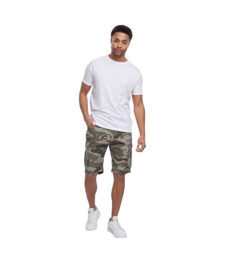 Mens Watchford Camo Cargo Shorts Olive Crosshatch