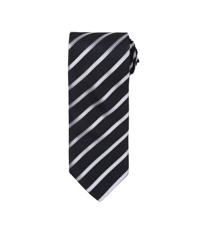 Premier Mens Sports Stripe Pattern Formal Work Tie (One Size) (Black/ Silver) - UTRW5237