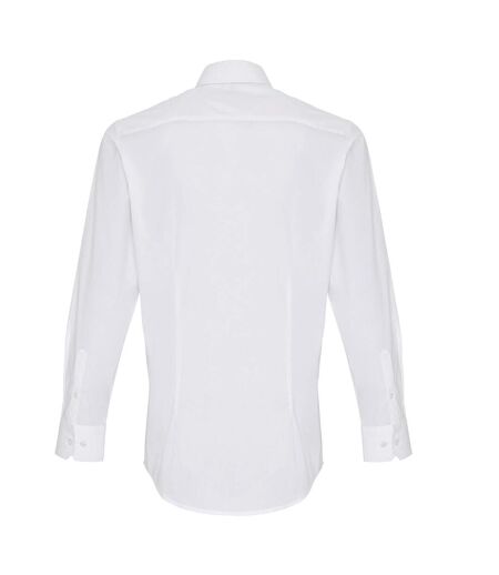 Premier Mens Stretch Fit Poplin Long Sleeve Shirt (White) - UTRW6590