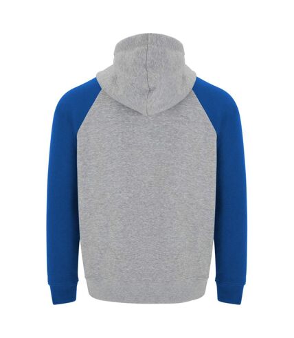 Sweat à capuche badet adulte gris chiné / bleu roi Roly