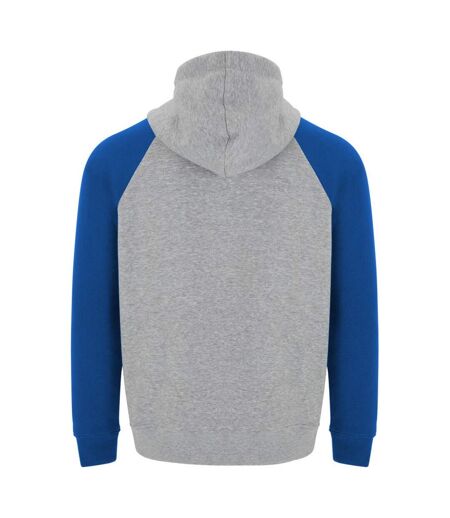 Sweat à capuche badet adulte gris chiné / bleu roi Roly