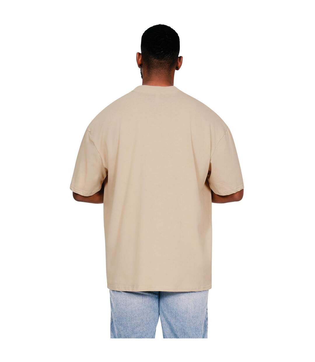 Mens Core Ringspun Cotton Tall Oversized T-shirt Ecru Casual Classics-2