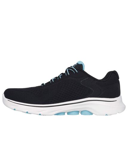 Womens/ladies go walk 7 cosmic waves trainers black/turquoise Skechers