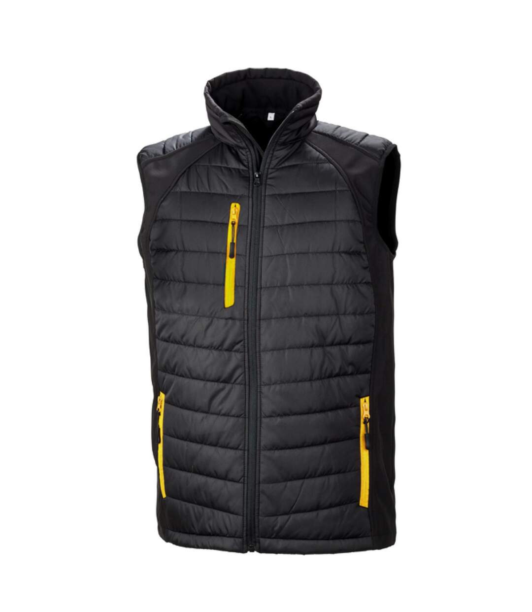 Doudoune Sans Manches Compass Homme Noir Jaune Result Genuine Recycled-1