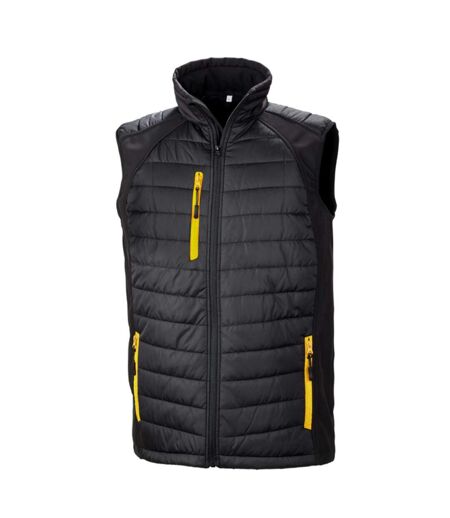 Doudoune Sans Manches Compass Homme Noir Jaune Result Genuine Recycled